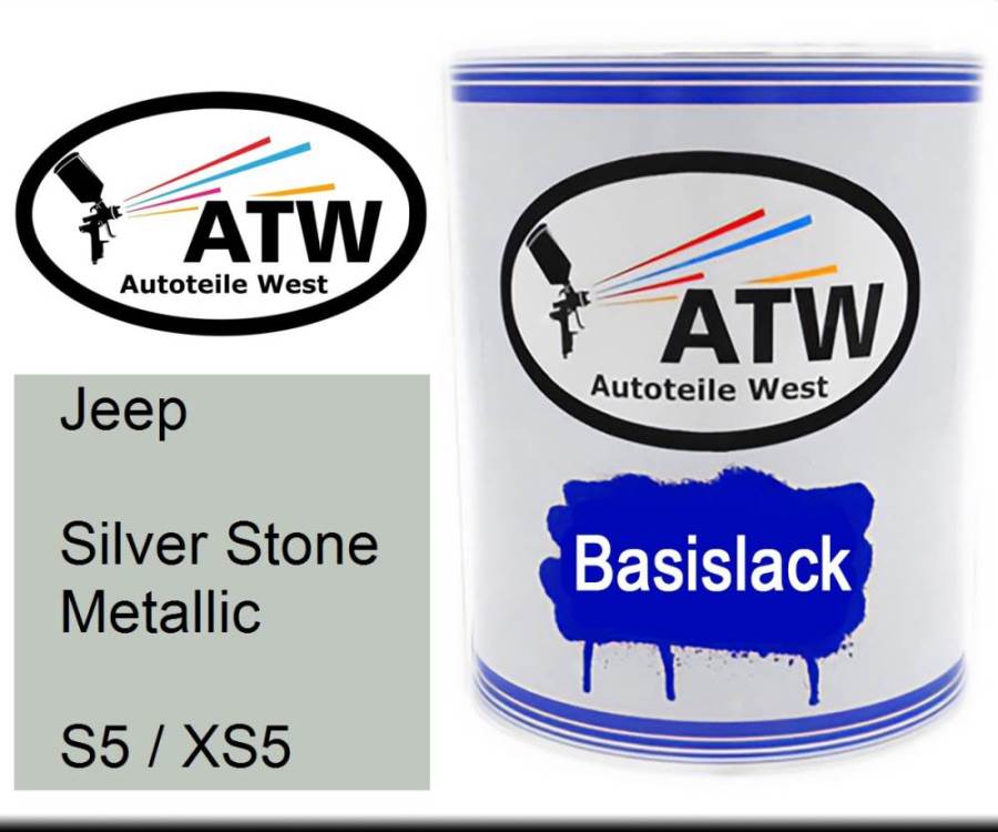 Jeep, Silver Stone Metallic, S5 / XS5: 1L Lackdose, von ATW Autoteile West.